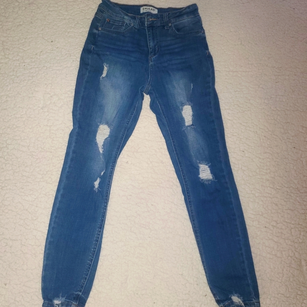 Enjean Denim Co. Ripped Stretch Distressed Jeans 3